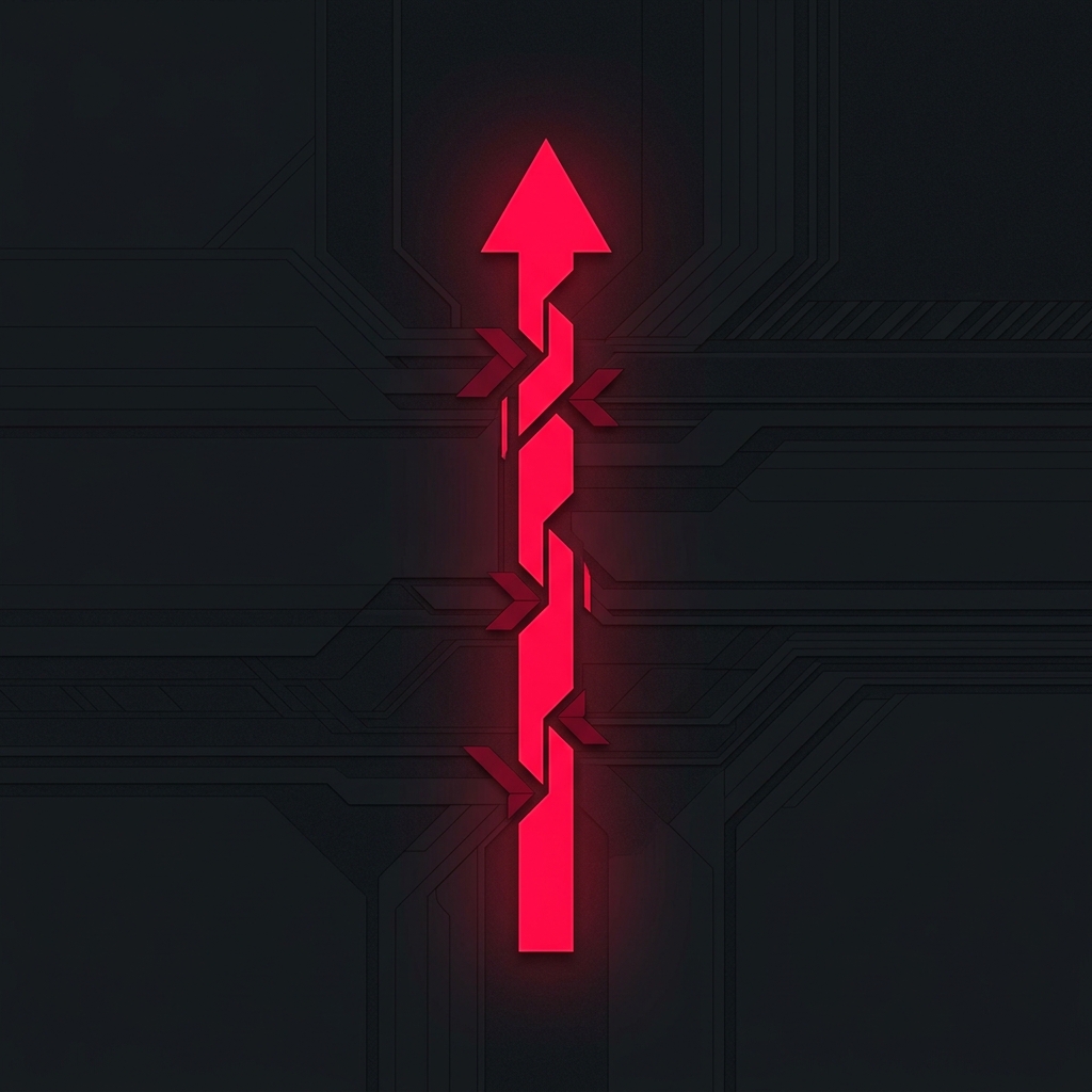 Glowing digital upload arrow